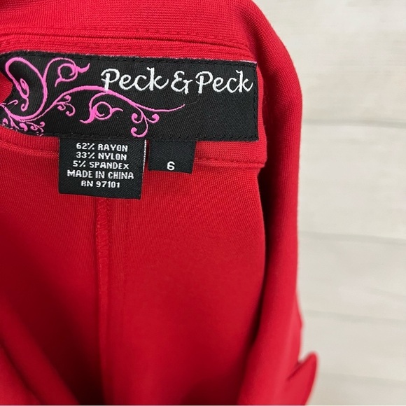 Peck & Peck Red Double Breasted Knit Long Sleeve Blazer - Picture 8 of 15